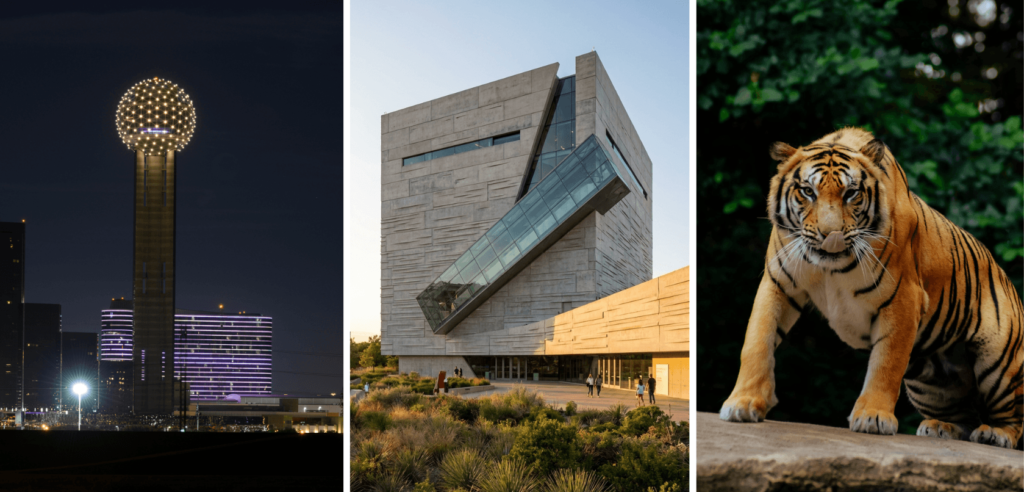 Reunion Tower (GeO-Deck) , Perot Museum of Nature & Science, Dallas Zoo & World Aquarium,