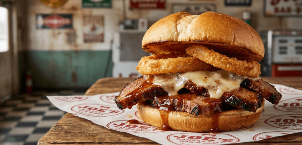 Enjoying a Z-Man sandwich at Joe's BBQ, one of the most iconic things to do in kansas city and essential places to visit in kansas city.