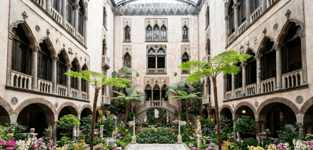 the Isabella Stewart Gardner 
Museum's courtyard in Boston