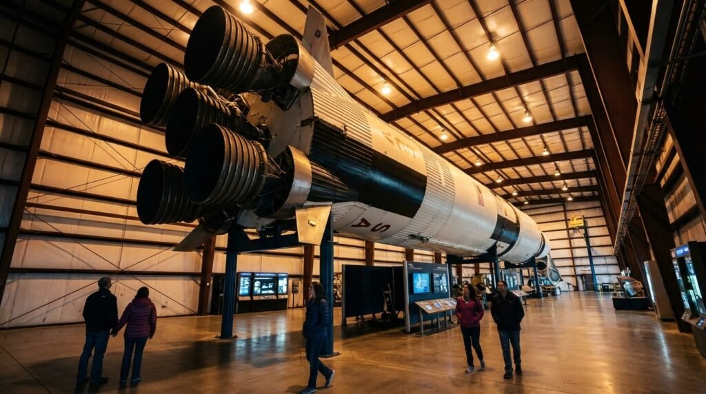 la fusée Saturn V, le puissant lanceur utilisé par la NASA pour le programme Apollo afin d'envoyer des humains sur la Lune dans les années 1960 et 1970