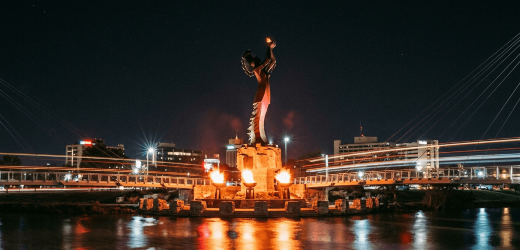 the Keeper of the Plains steel sculpture in Wichita Kansas