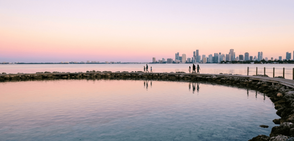 the Miami skyline viewed from across Biscayne Bay