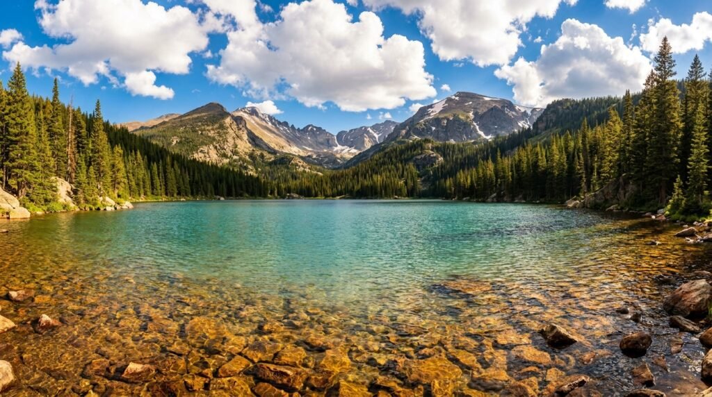 Dream Lake at Rocky Mountain National Park – a stunning alpine lake near 
Denver Colorado perfect for day trip hiking and nature photography