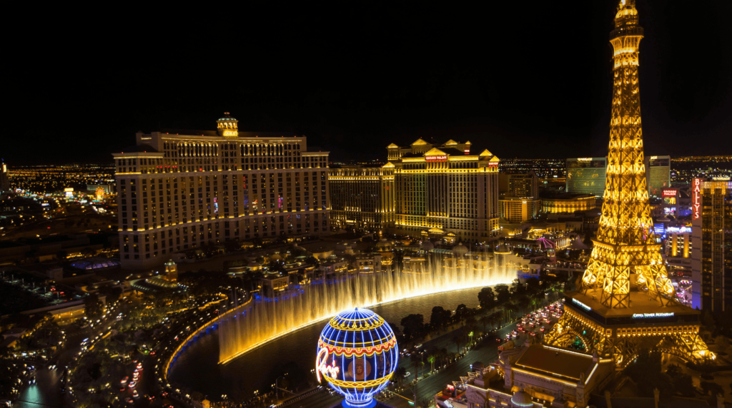 Fountains of Bellagio The central water feature shown is a choreographed show that is free to watch from the Las Vegas Boulevard sidewalk.