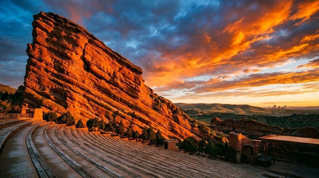 Red Rocks Amphitheatre at sunrise – one of the most iconic denver attractions and things to do in Denver