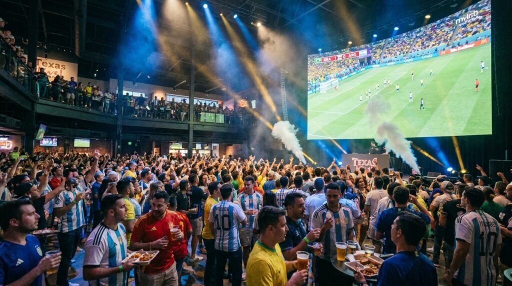 Watching live matches on giant screens at Texas Live! is among the best things to do for world cup in arlington texas.
