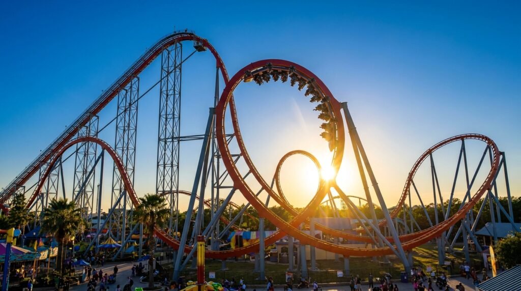 Riding world-class coasters at Six Flags is one of the thrill-seeking things to do for world cup in arlington texas.