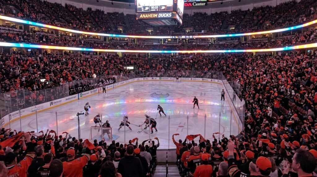 Honda Center ice rink during Anaheim